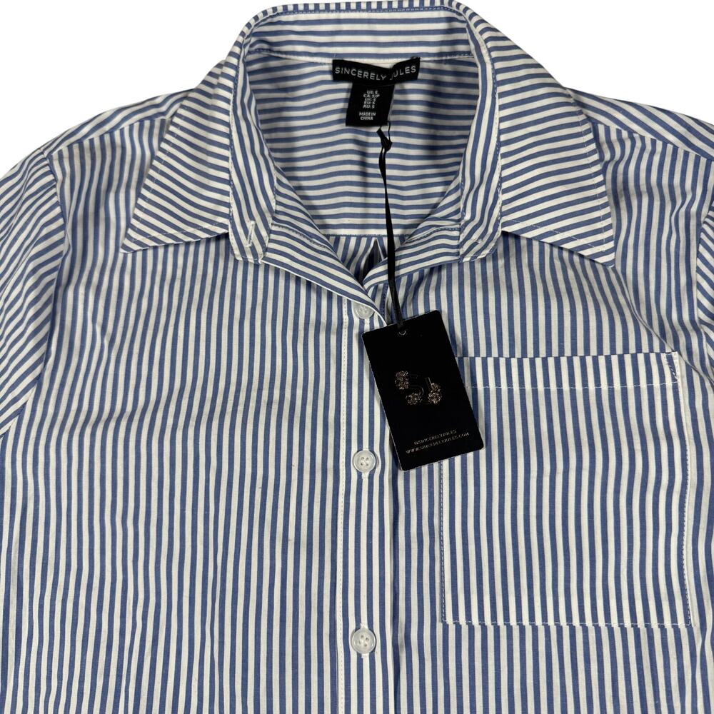 NWT Sincerely Jules Striped Button Down Shirt Cotton Menswear Style - Size Small - Picture 4 of 10
